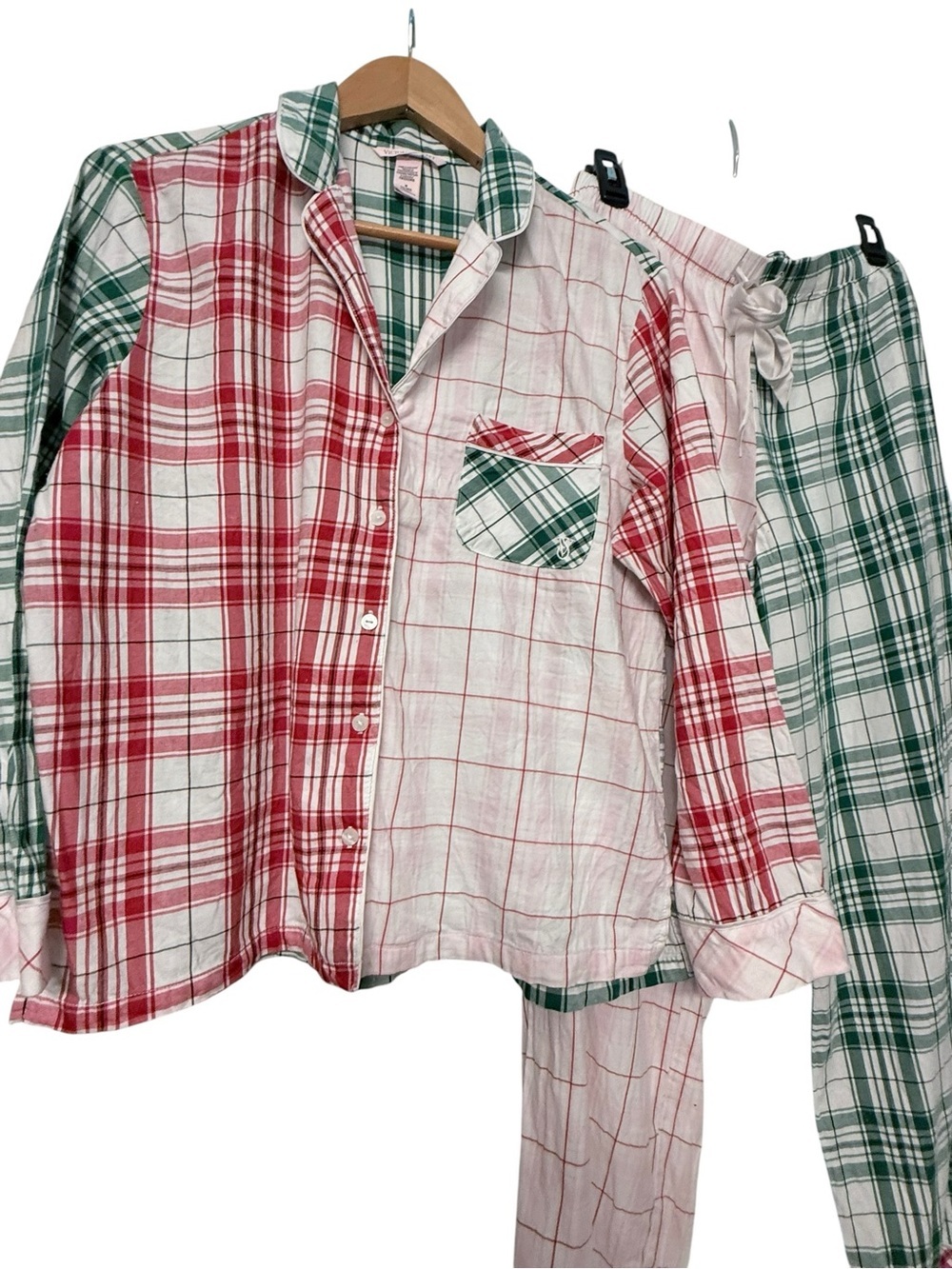 Victoria’s Secret Plaid Pajama Set Medium Cotton Modal Christmas Cozy - Picture 2 of 8